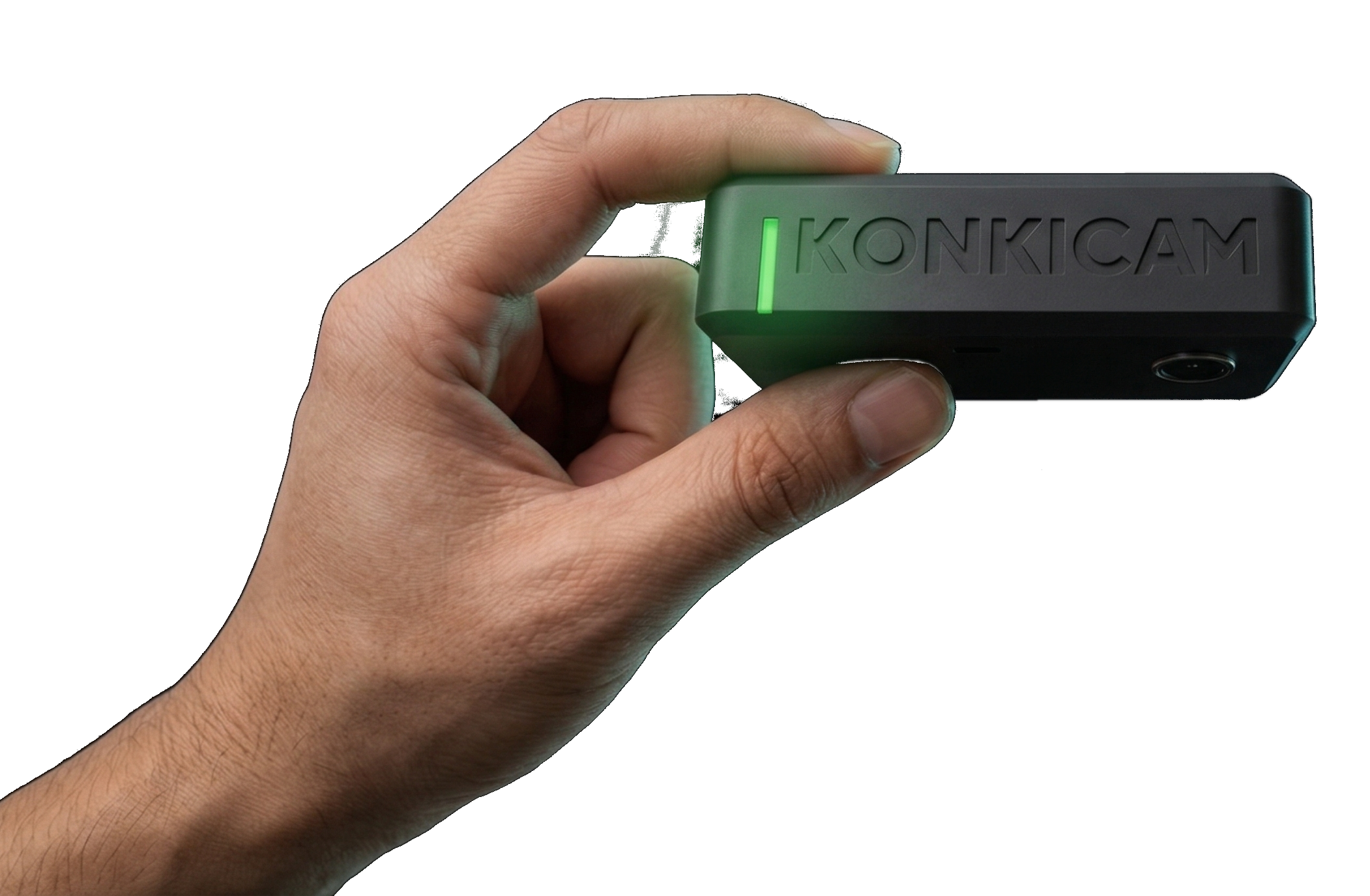 KonkiCam held between two fingers